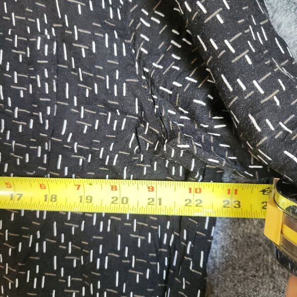 Toscano Silk Blend Men's Button Up Shirt Short Sleeve Large Black EUC Geometric - Picture 8 of 9